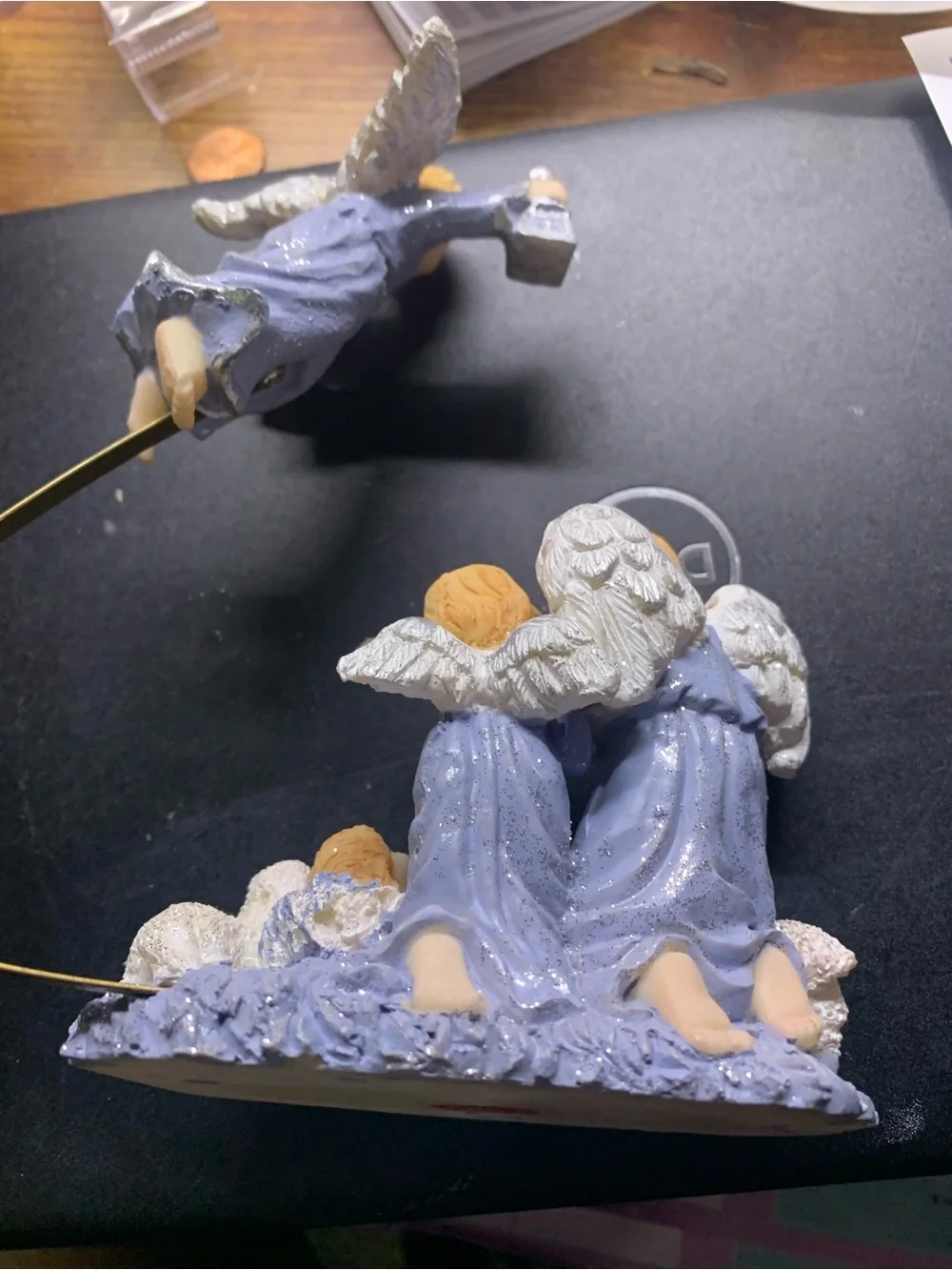 Vintage Kirkland One Piece Resin Flying Angel Nativity Scene